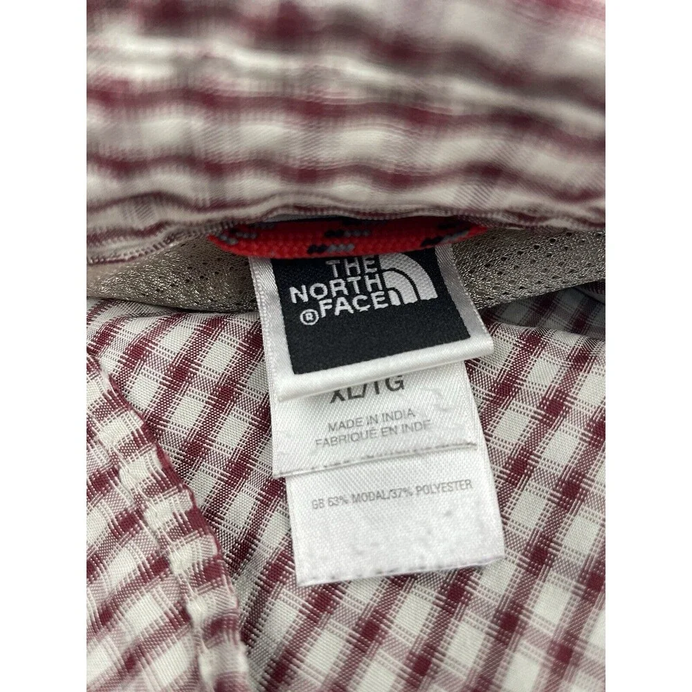 The North Face Shirt Men XL Red Plaid Outdoor Button Up Distressed